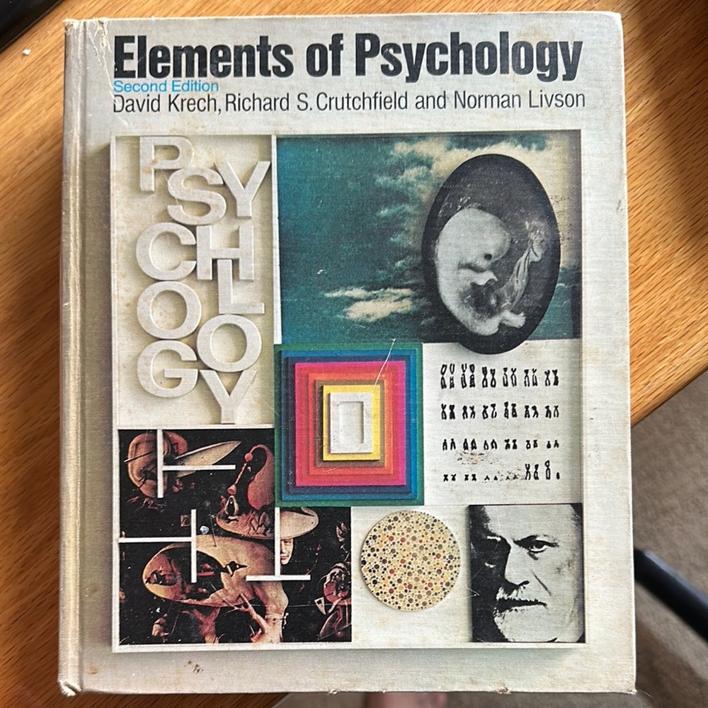 Vintage 1959 Elements of Psychology Textbook Hardcover David Krech Knopf 📚